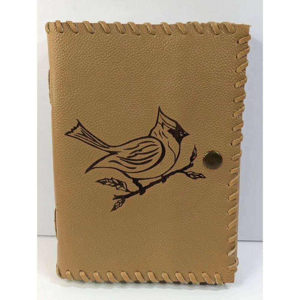 Leather Journal/Diary Cardinal Embroidered 200 Pg